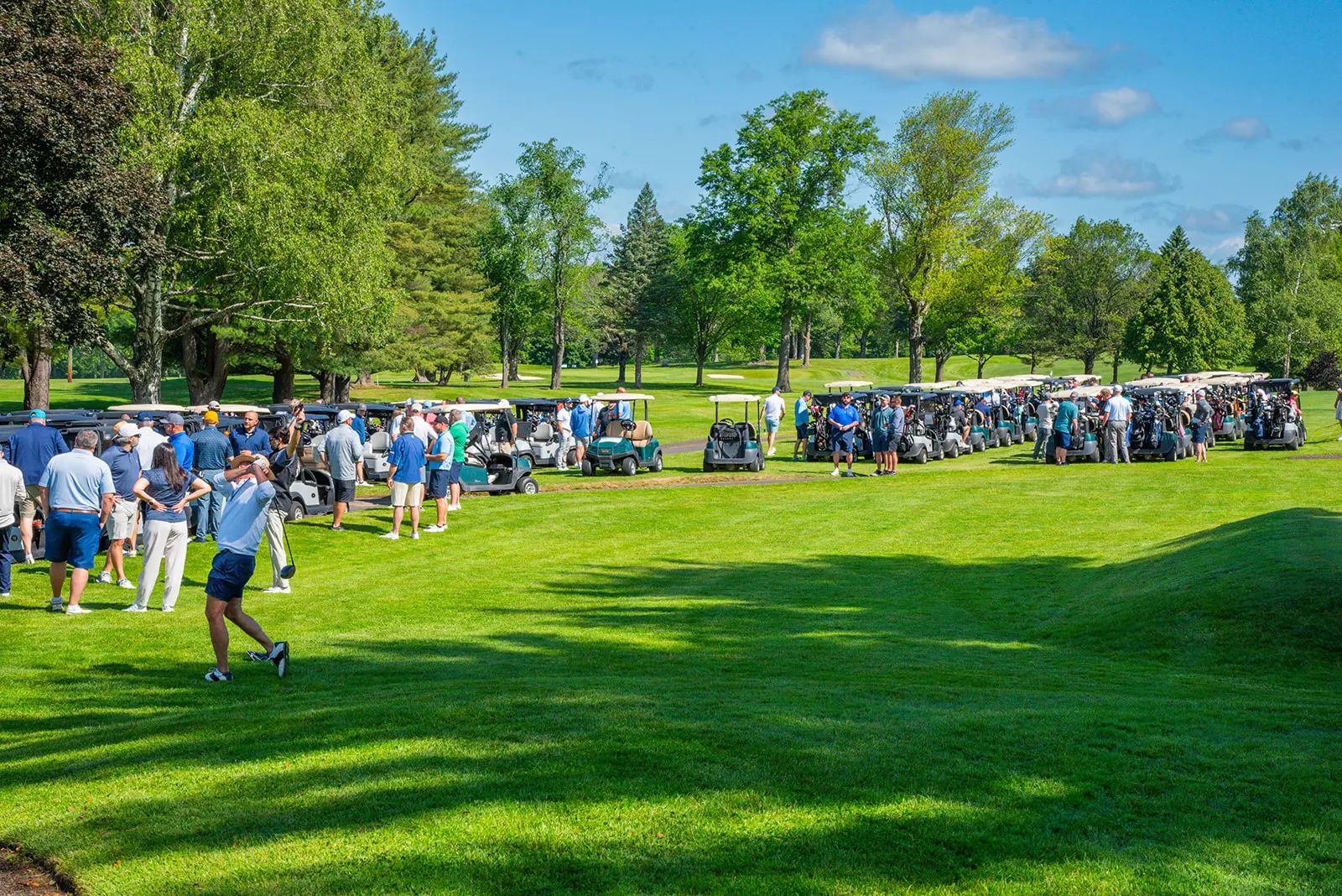 Golfers lined up and ready to take on the course
