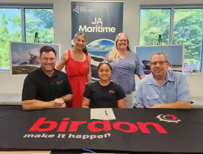 Students gather at Birdon Group's Portland site for an immersive shipbuilding industry experience.