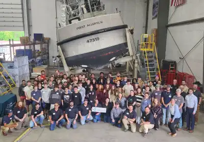 Students gather at Birdon Group's Portland site for an immersive shipbuilding industry experience.