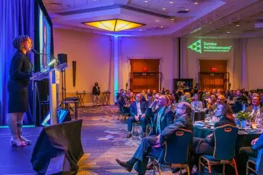 JA Student speaker addressing audience