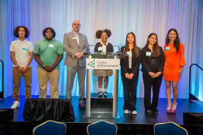 Student speakers gather at the 2025 Partners in Achievement Breakfast
